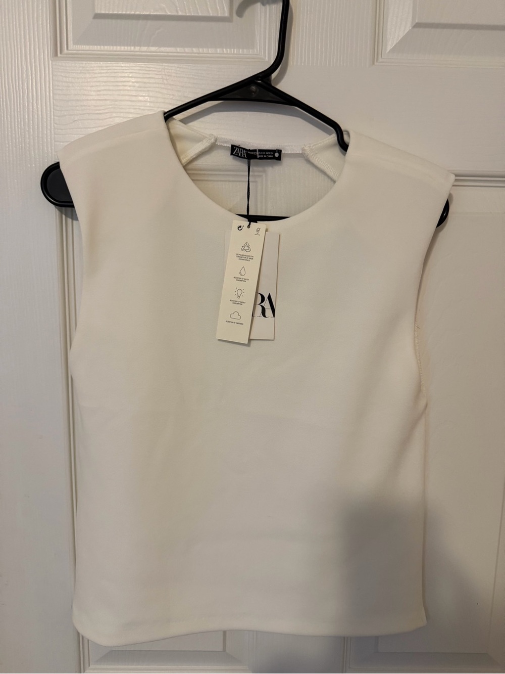ZARA Cream Sleeveless Structured Shell Top with Sheer Back